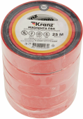 Изолента ПВХ 0,13х19мм х 25м красная KRANZ (упаковка- 5шт)