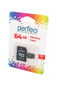 Носитель информации PERFEO microSDXC 64GB High-Capacity (Class 10) UHS-1 с адаптером BL1