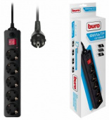 Сетевой фильтр Buro 500SH-1.8-B 1.8м (5 розеток) черный (коробка) от магазина РЭССИ