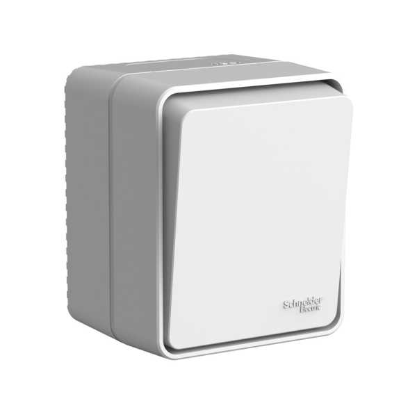 AtlasDesign PROFI IP54 открытой установки 1-клавишный выключатель с самовозвратом 10 АХ, серый от магазина РЭССИ