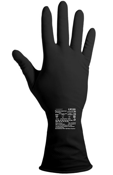 Перчатки химостойкие латексные Тип КЩС-2, толщина 0,50 мм, чёрные ArmProtect LX520,  р.S (7) от магазина РЭССИ