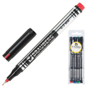 Перманентные нестираемые маркеры НАБОР 4 шт супертонкий метал. наконечник 05 мм BRAUBERG 150511 от магазина РЭССИ