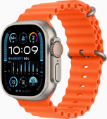Смарт-часы Apple Watch Ultra 2 A2987 49мм OLED корп.титан Ocean band рем.оранжевый разм.брасл.:130-200мм (MREH3LW/A) от магазина РЭССИ