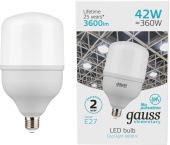 Лампа светодиодная Gauss Elementary T120 42Вт цок.:E27 цилин. 220B 3600K св.свеч.бел.нейт. (упак.:1шт) (63224) от магазина РЭССИ