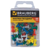 Силовые цветные кнопки-гвоздики BRAUBERG 50 в пластиковой коробке 221117 от магазина РЭССИ