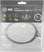 Кабель аудио-видео Cactus CS-DP-HDMI-1.2-2 DisplayPort (m)/HDMI (m) 2м. позолоч.конт. черный от магазина РЭССИ