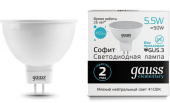 Лампа светодиодная Gauss Elementary MR16 5.5Вт цок.:GU5.3 спот 220B 4100K св.свеч.бел.ней. (упак.:10шт) (13526) от магазина РЭССИ