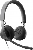 Наушники с микрофоном Logitech Zone Wired UC черный матовый 1.9м накладные USB оголовье (981-000875) от магазина РЭССИ