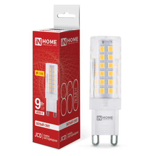 Лампа светодиодная LED-JCD 230В 9Вт G9 4000К 860Лм IN HOME от магазина РЭССИ