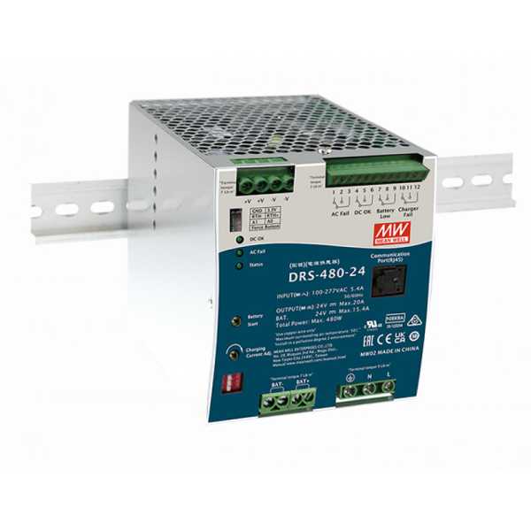 Блок питания AC-DC с функцией UPS c MODBus интерфейсом, 480Вт, вход 90-305В АС,127-431В DC, выход: 24В, выход зарядного устройства: 0-30В,0-20 А, в корпусе от магазина РЭССИ