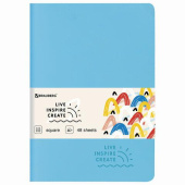 Тетрадь BRAUBERG RAINBOW A5 147x210 мм 48 листов сшивка клетка кожзам SoftTouch голубой 403880 от магазина РЭССИ