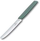 Нож кухонный Victorinox Swiss Modern (6.9006.11W43) стальной столовый для томатов лезв.110мм серрейт. заточка шалфей от магазина РЭССИ