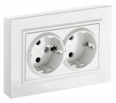 Розетка силов. IEK Brite РСш12-3-БрБ BR-R24-16-K01-F 2розет. двойн. скрыт. зазем. штор. IP20 белый (упак.:1шт) от магазина РЭССИ