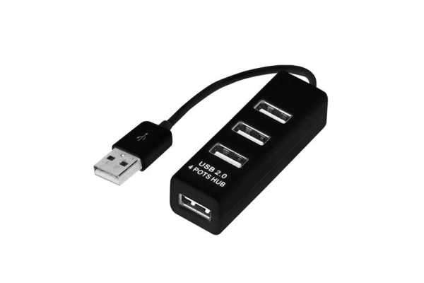 Разветвитель USB на 4 порта черный, от магазина РЭССИ