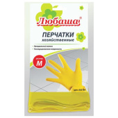 Латексные хозяйственные перчатки ЛЮБАША Эконом с х/б напылением рифленая ладонь размер M 603784 от магазина РЭССИ
