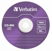 Диск CD-RW Verbatim 700Mb 12x Slim case (5шт) Color (43167) от магазина РЭССИ