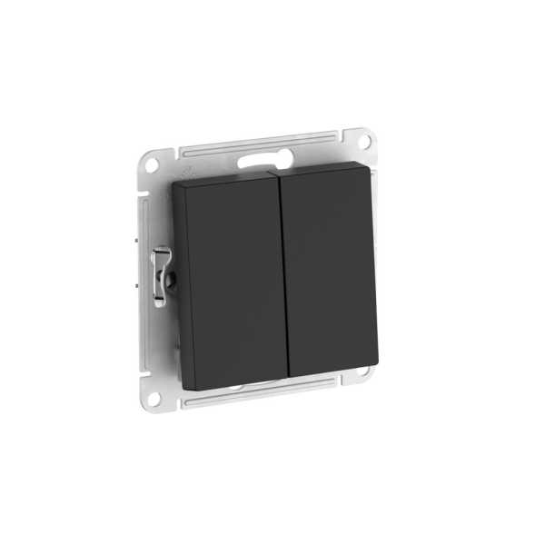 ATLASDESIGN AQUA 2-клавишный ВЫКЛЮЧАТЕЛЬ IP44, с  х.5, 10АХ, быстрозажимные клеммы, КАРБОН от магазина РЭССИ