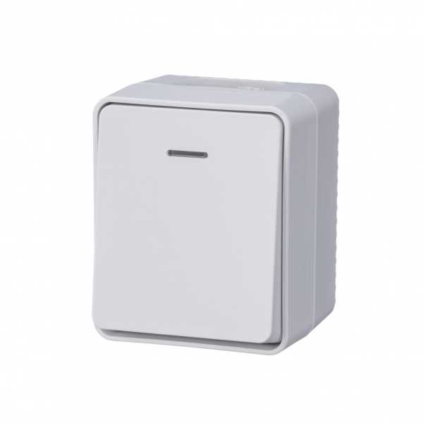 AtlasDesign Profi54 выключатель одноклавишный с подсветкой IP54 10 АХ, БЕЛЫЙ, Россия от магазина РЭССИ