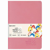 Тетрадь BRAUBERG RAINBOW A5 147x210 мм 48 листов сшивка клетка кожзам SoftTouch розовый 403879 от магазина РЭССИ