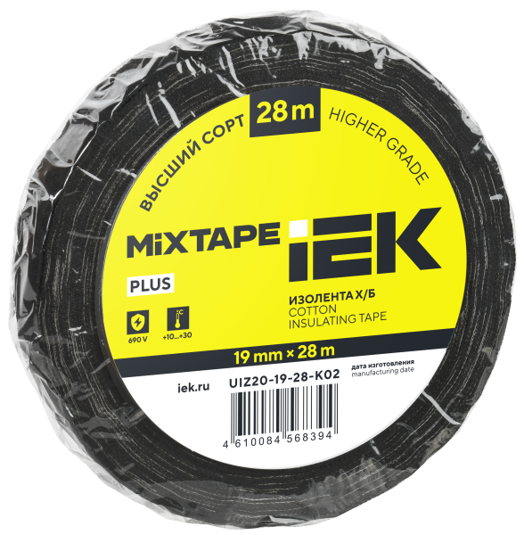 MIXTAPE PLUS Изолента Х/Б 19мм 28м IEK от магазина РЭССИ