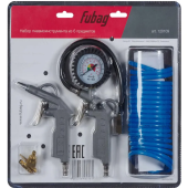 Набор пневмоинструмента FUBAG 6 предметов пистолет для накачки с манометром продувочный пистолет спиральный шланг 5 м насадки для накачки 3 шт. 120109 от магазина РЭССИ