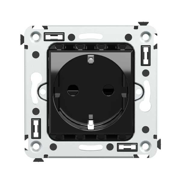 Avanti Розетка в стену, 2P+E, с защитными шторками, ''Черный квадрат'' от магазина РЭССИ