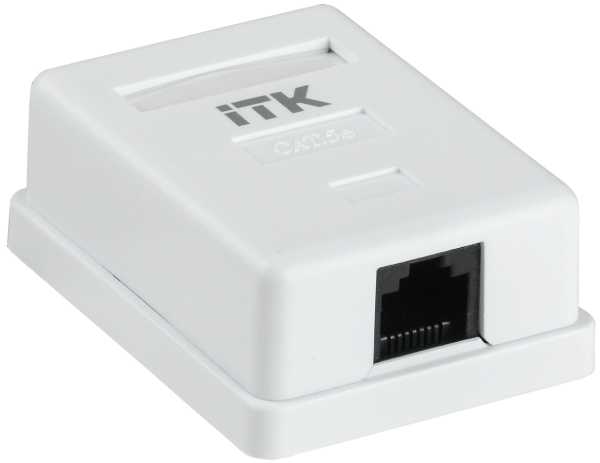 Настенная информационная розетка RJ45 8P8C кат.5E UTP 1-порт белая от магазина РЭССИ