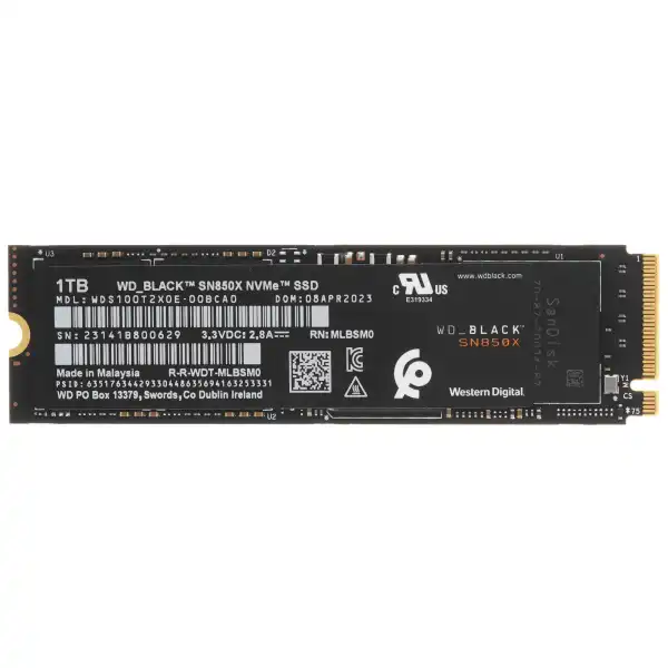 Накопитель SSD М.2 2280 1ТБ, WD Black SN850X, NVMe 2.0, 3D TLC NAND, 7300/6500 МБ/с от магазина РЭССИ