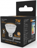 Лампа светодиодная Gauss Black 7Вт цок.:GU5.3 рефлектор 220B 3000K св.свеч.бел.теп. MR16 (упак.:10шт) (101505107) от магазина РЭССИ