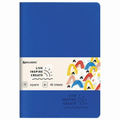 Тетрадь BRAUBERG RAINBOW A5 147x210 мм 48 листов сшивка клетка кожзам SoftTouch синий 403876 от магазина РЭССИ