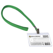 Бейдж 20 шт в упаковке BRAUBERG горизонтальный 60х90мм на зеленой ленте 45 см  231153 от магазина РЭССИ