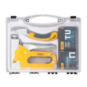 Строительный мебельный степлер DELI металлический с регулировкой + антистеплер DL238105 с набором скоб в кейсе (Тип «П» 4-14мм «U» 10-12мм и «T» 10-14мм по 2000шт каждых) 98418 от магазина РЭССИ