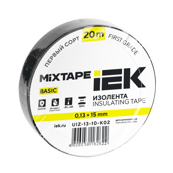MIXTAPE BASIC Изолента 0,13х15мм черная 20м IEK от магазина РЭССИ