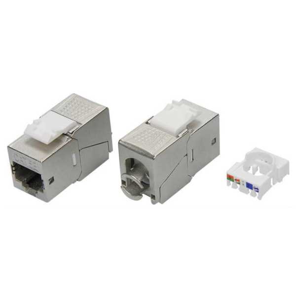 Модуль Кейстоун (Keystone) RJ45 CAT 5E экранированный (STP). 180 градусов. серебристый (упаковка 12 шт) от магазина РЭССИ