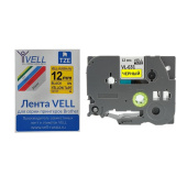Лента Vell VL-631 (Brother TZE-631 12 мм черный на желтом) для PT 1010/1280/D200/H105/E100/ D600/E300/2700/ P700/E550/9700 320055 от магазина РЭССИ