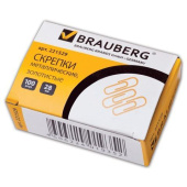 Скрепки 30 шт в упаковке BRAUBERG 28 мм золот. 100 шт. в карт. коробке  221529 от магазина РЭССИ