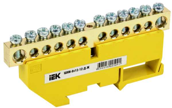 Шина PE ''земля'' на DIN-изол ШНИ-8х12-12-Д-Ж IEK от магазина РЭССИ