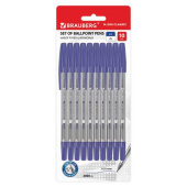 Шариковые ручки BRAUBERG M-500 набор 10 шт синие узел 0.7 мм линия 0.35 мм 143454 от магазина РЭССИ