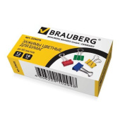 Зажимы для бумаг 12 шт в упаковке BRAUBERG КОМПЛЕКТ  19 мм на 60 листов цветные карт.кор. 12 шт 224470 от магазина РЭССИ