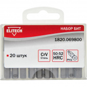 Набор бит Elitech 1820.069800 (20пред.) для шуруповертов от магазина РЭССИ