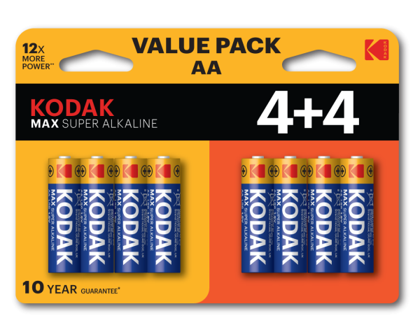 Батарейка Kodak LR6 4+4BL MAX SUPER Alkaline AA от магазина РЭССИ