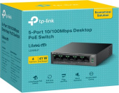 Коммутатор TP-Link LS105LP 5x100Мбит/с 4PoE 41W неуправляемый от магазина РЭССИ