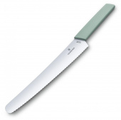 Нож кухонный Victorinox Swiss Modern (6.9076.26W44B) стальной для хлеба лезв.260мм серрейт. заточка зеленый блистер от магазина РЭССИ