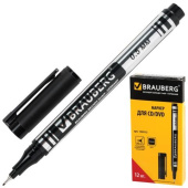 Маркер для CD и DVD BRAUBERG ЧЕРНЫЙ супертонкий металлический наконечник 05мм 12 шт 150512 от магазина РЭССИ