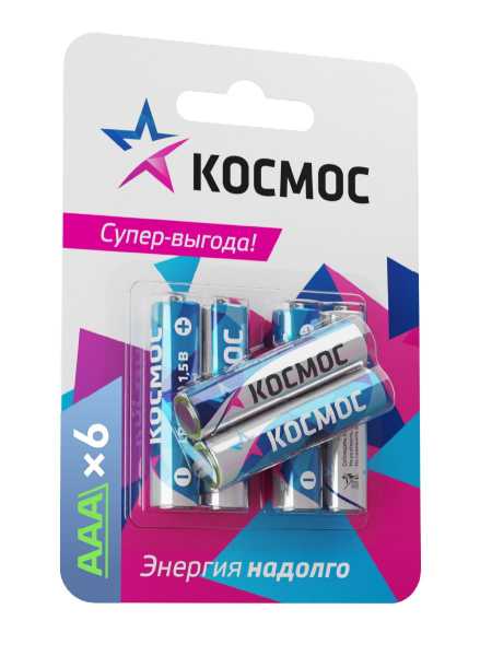 Батарейка алкалиновая мизинчиковая ААА LR03 блистер 6 шт от магазина РЭССИ