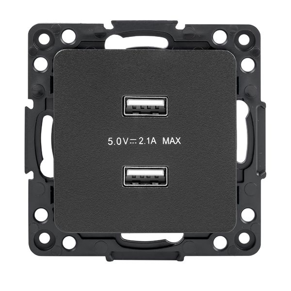 Стокгольм Механизм Розетки USB 2-местной 2,1А черный от магазина РЭССИ