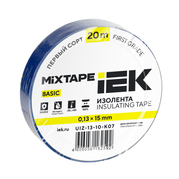 MIXTAPE BASIC Изолента 0,13х15мм синяя 20м IEK от магазина РЭССИ