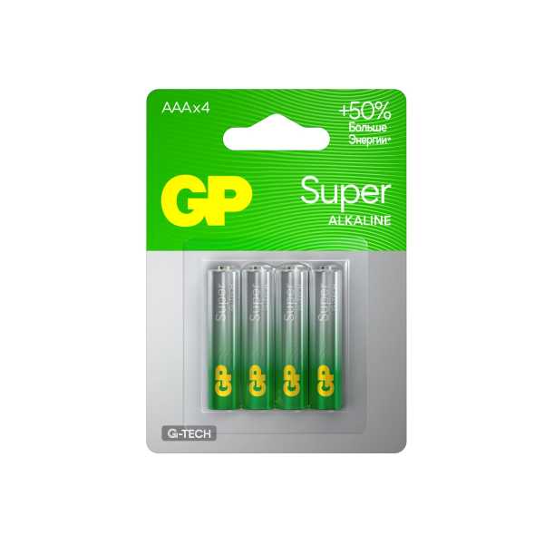 Батарейка алкалиновая GP Super Alkaline G-Tech 24А ААA - 4 шт. на блистере от магазина РЭССИ