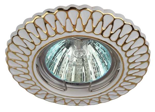 Светильник штампованный MR16,12V/220V, 50W белый/золото ST4 GD/WH от магазина РЭССИ
