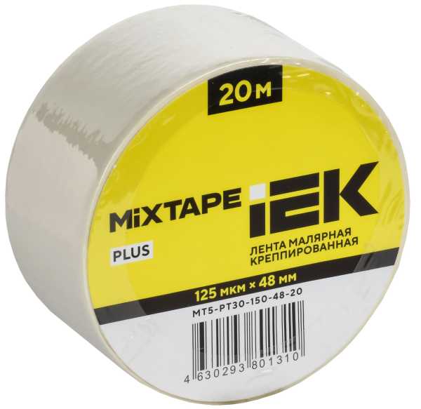 MIXTAPE PLUS Лента малярная креппированная 125мкм 48ммх20м IEK от магазина РЭССИ